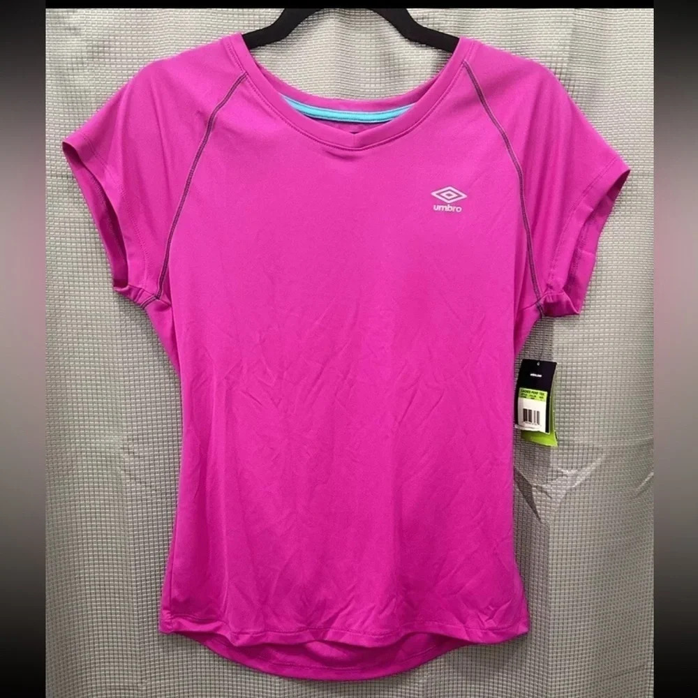 NWT Umbro Womens Large Performance T Shirt Activewear Hot Pink Athletic Top Tee